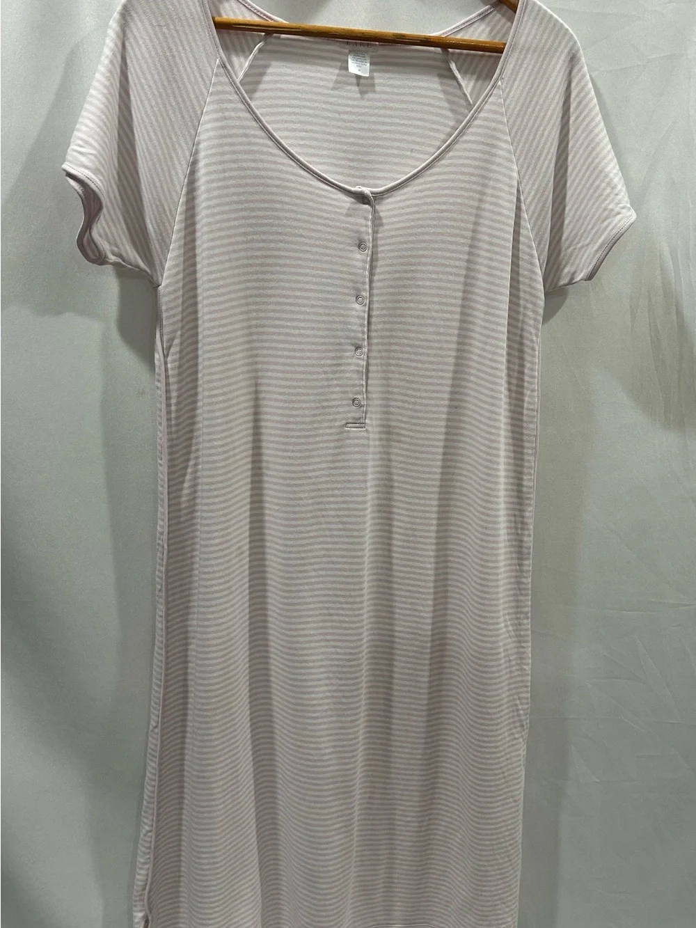 LAKE Pima Maternity Nightgown in English Rose Stripes EUC